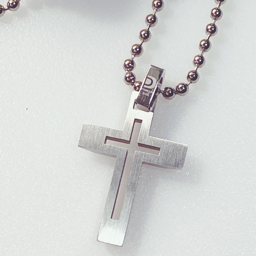 Stainless Steel Cross Necklace Jewelry Unisex - Picture 3 of 5